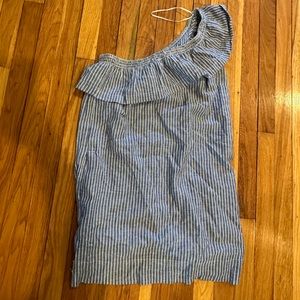 Blue stripe one shoulder dress